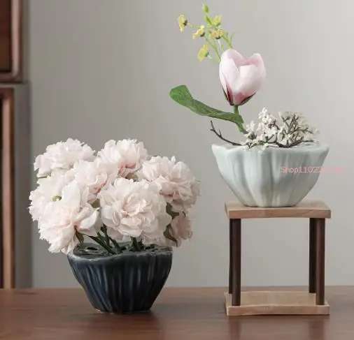 

Lotus Flower Shape Ceramic Vase Desk Decoration Hydroponics Vases Decorative Flowers Pots Flower Arrangement Modern Home Decor