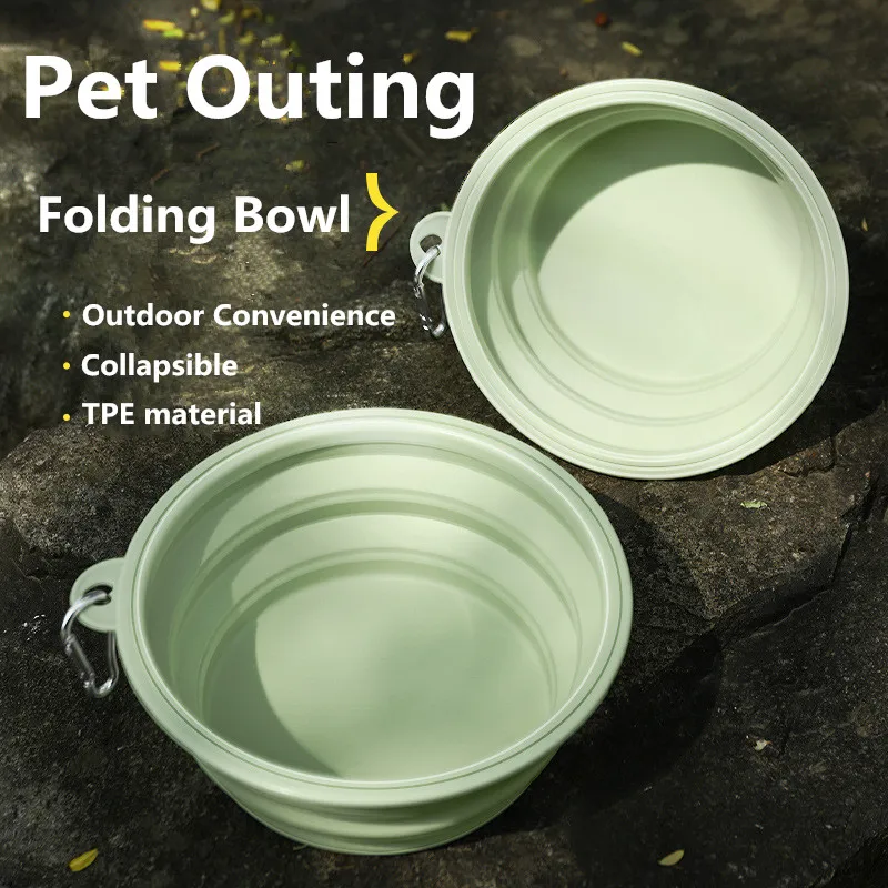 

Pet Dog Cat Bowl Outdoor Portable Silicone Folding Drinking Food Bowl Heat-resisting And Cooling Kitten Puppy Travel Bowls A002