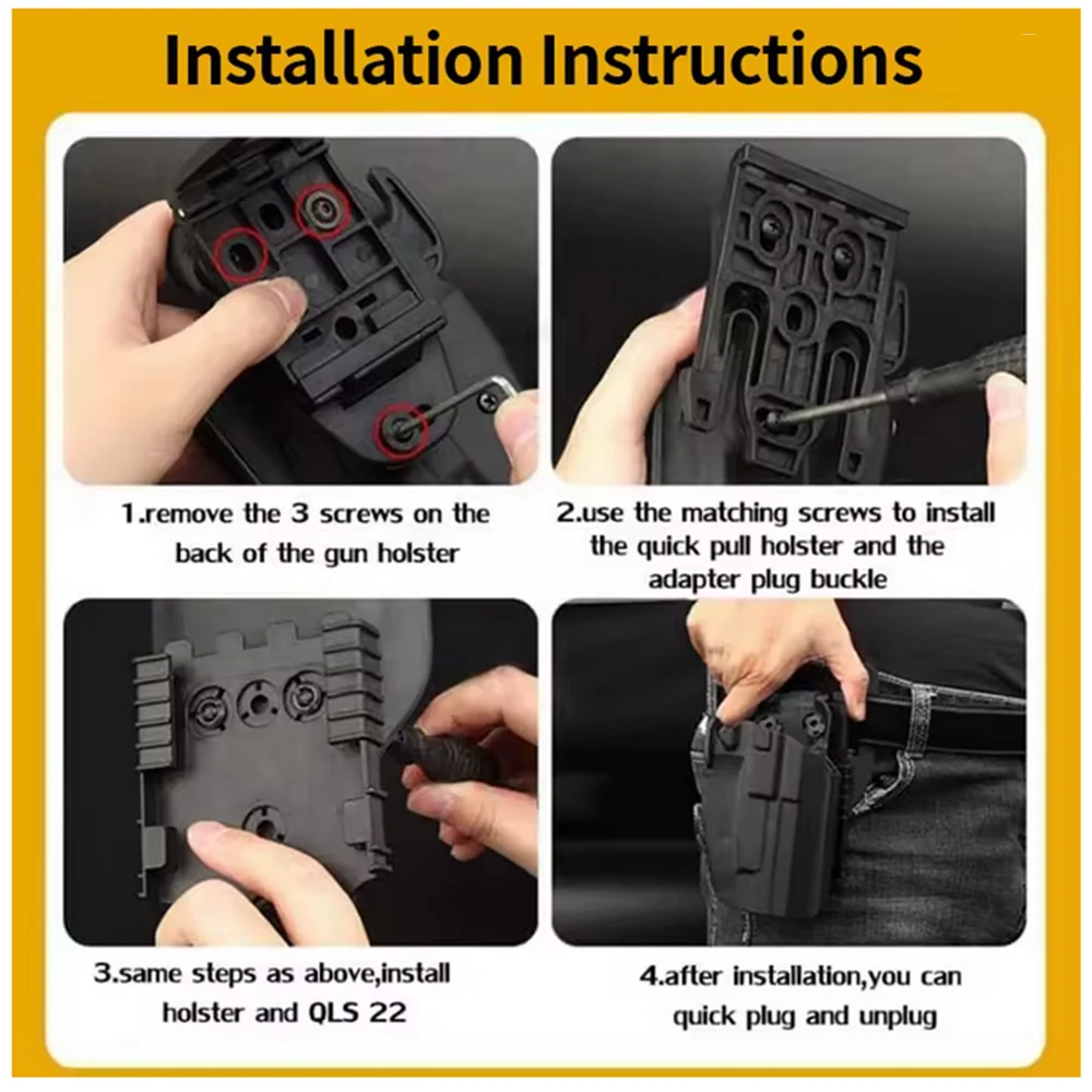 Quick Locking System Kit for Pistol Holsters - Enhanced Holster Adapter Accessories (1-3 Pack)