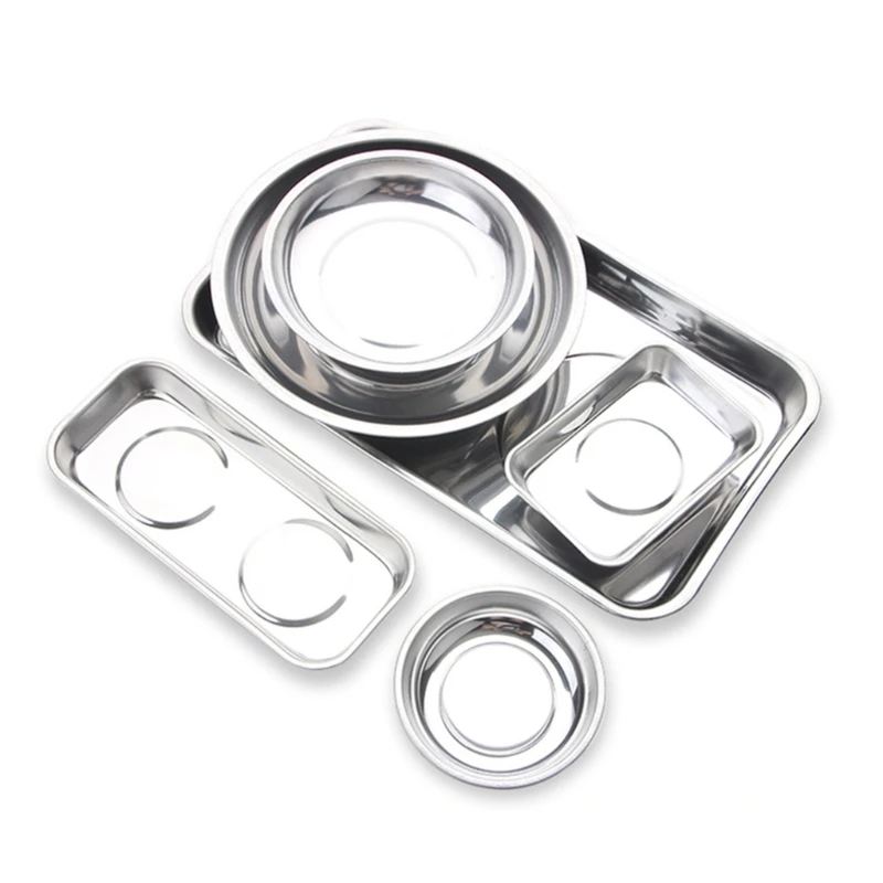 Parts Organizer Stainless Steel Magnetic Tray with Soft Rubber Cover Anti Lost