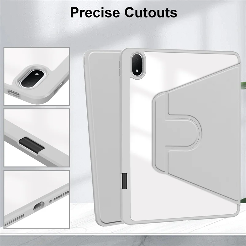 Enhanced Tablet Case with Pen Holder and 360° Rotating Acrylic Cover