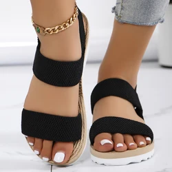 Women's fashion trend anti-slip wear-resistant comfortable lightweight color-matching soft soled mid-heel sandals