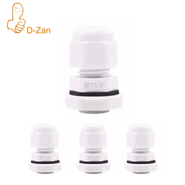 IP68 3/8"NPT 1/2"NPT 3/4"NPT Wire Cable CE White Black Waterproof Nylon Plastic Cable Gland Connector