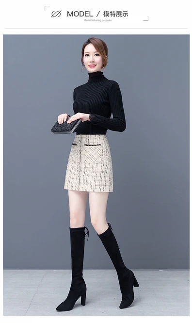 Spring Autumn New Korean Short Skirt Female High Waist Thin Wrap Hip A-shaped Lattice Skirt Girl Student Printing Fashion Black slazenger skort