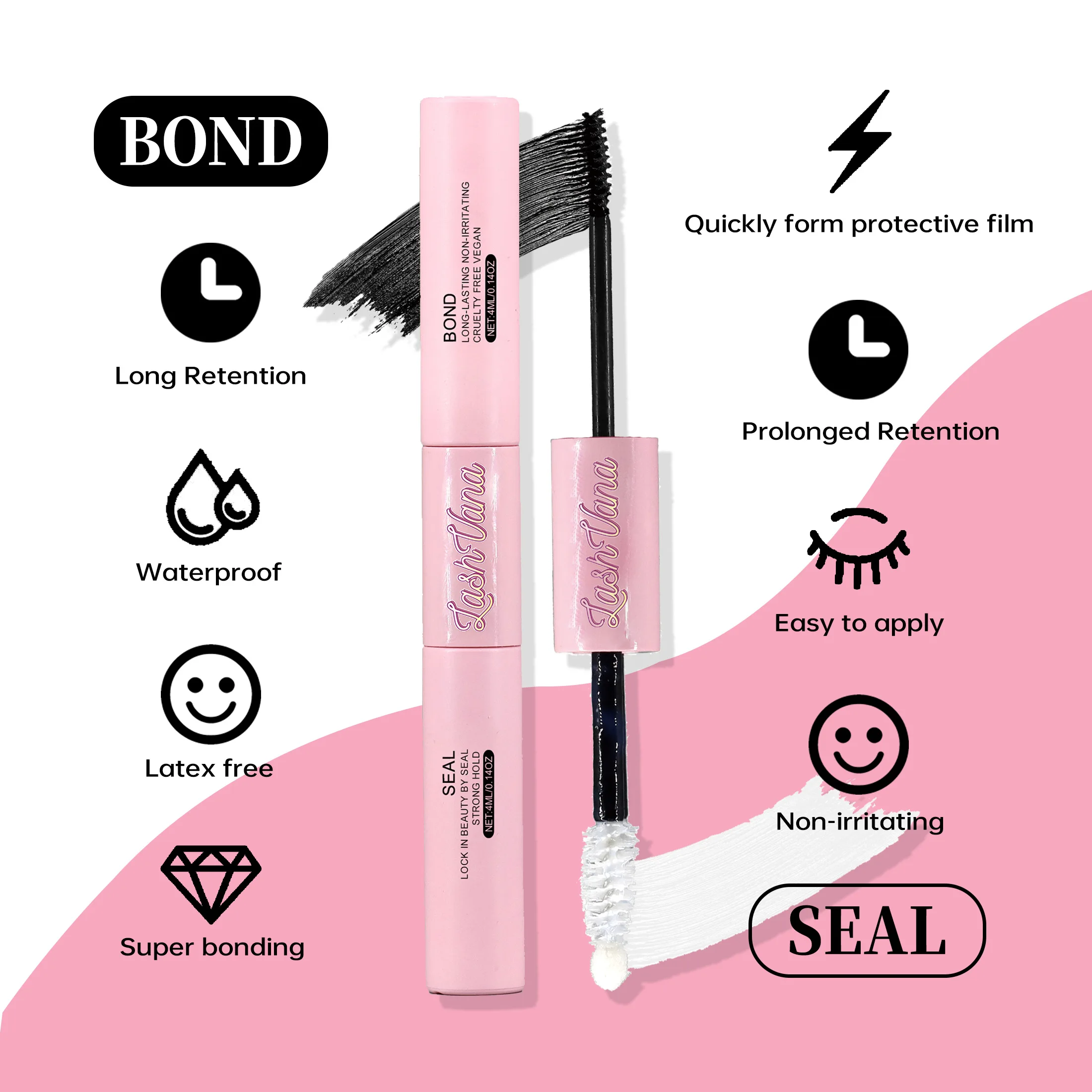 DIY 240PCS 40D 8-16mm Lash Extension Kit Fake Eyelashes Lash Glue Clusters Lash Bond and Seal Makeup Tools for Gluing Lashes