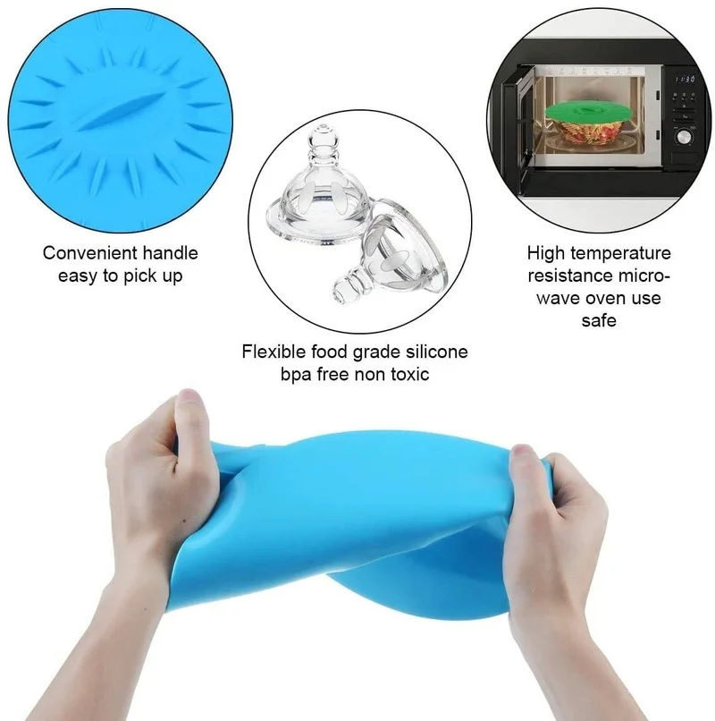 Silicone Suction Lids Cover Set Reusable Food Covers For Bowls Pan Pots Microwave Dishwasher Fridge Freezer Safe 5 Pieces silicone covers bowl cover silicone pot lid
