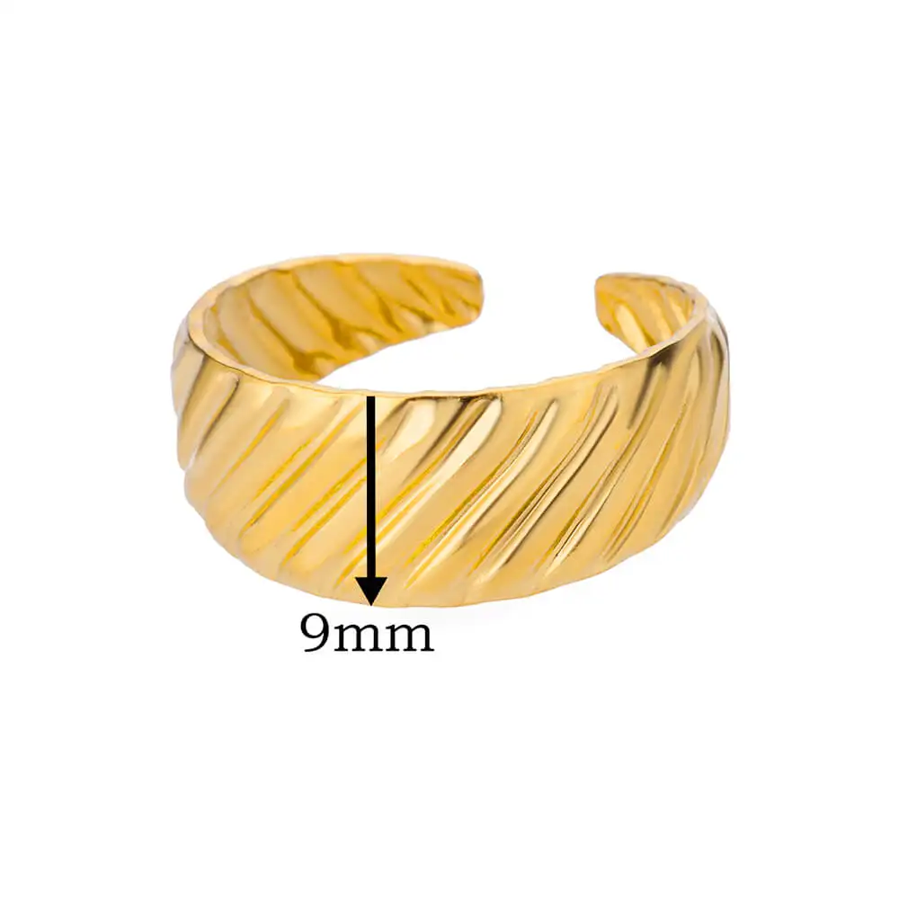 Twill Wrap Open Rings For Women Stainless Steel Gold Color Couple Geometric Ring