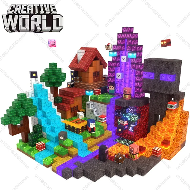 Blocs de construction magnétiques Mine World, briques de construction magnétiques, ensemble de jouets sensoriels éducatifs STEM, cadeau pour garçon, fille, enfants