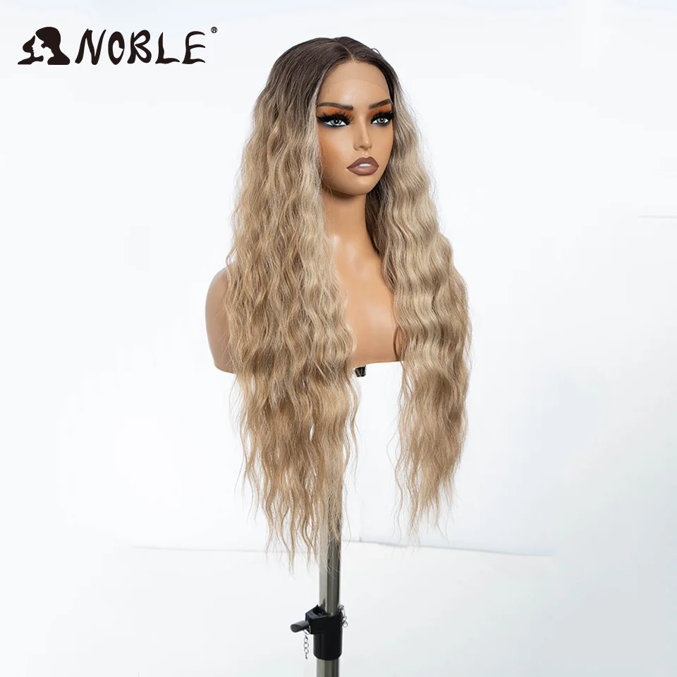 Noble Synthetic Lace Front Wig Long Wavy Side Part Body Wavy Lace Front Wig For Women Lace Front Wig Ombre Blonde Cosplay Wig