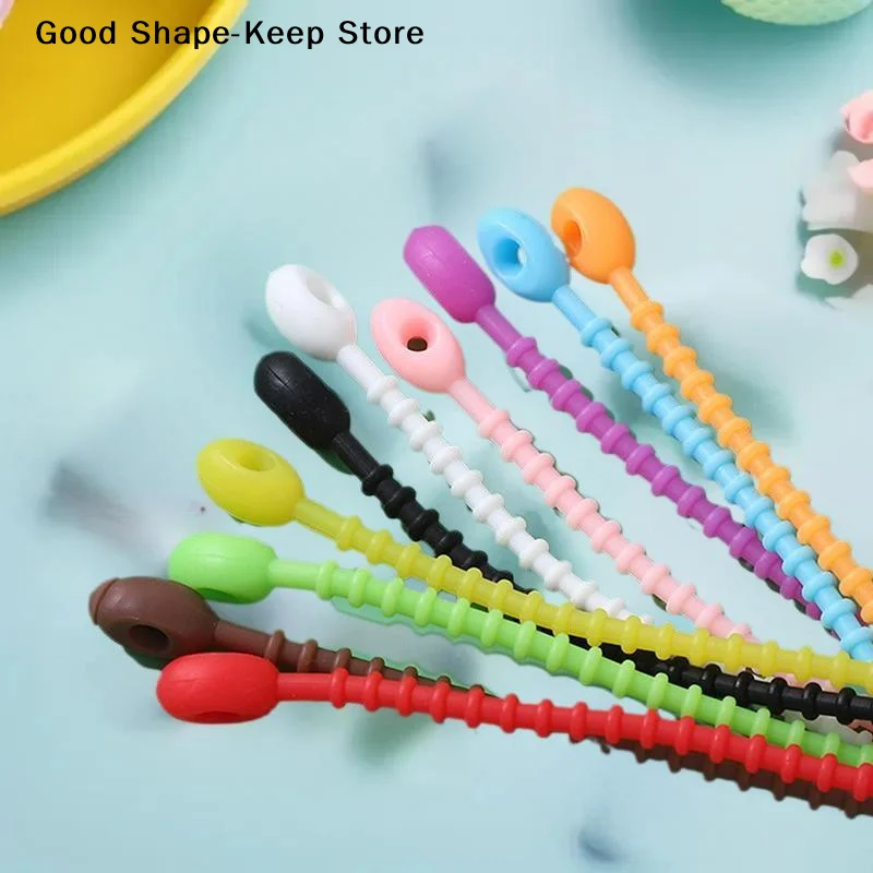30개 실리콘 재사용 가능 케이블 정리 와이어 홀더 가방 타이 코드 가방 클립 음식 보관용 이어폰 라인 정리 클립
