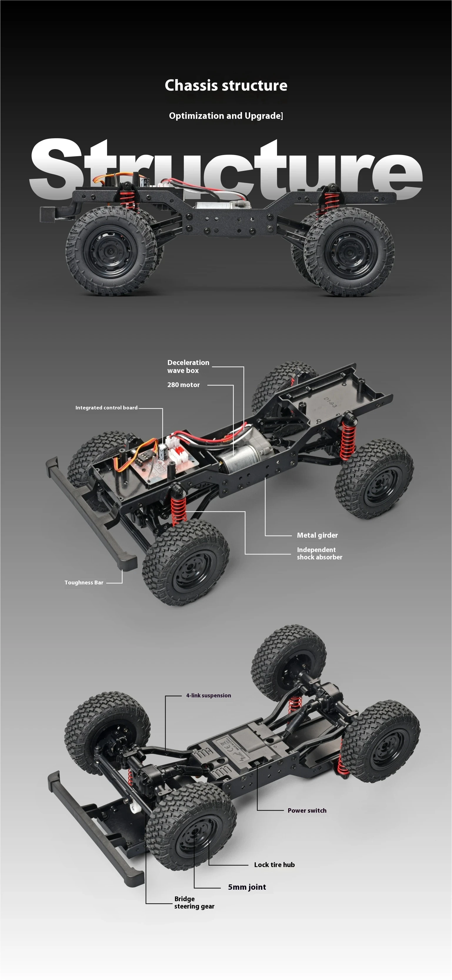 2024 NEW MN99S MN98 1/12 2nd Generation Upgraded Version 2.4G Full Proportion 4WD Climbing Car Chassis Remote Control Truck Toys 5