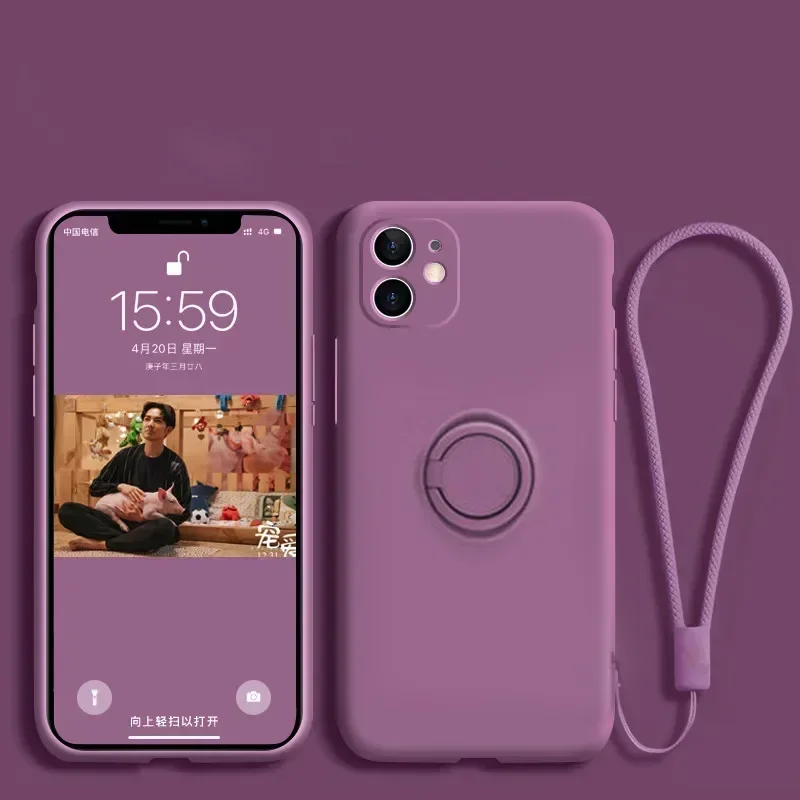 Liquid Silicone Ring Phone Holder Case with Wrist Strap - Enhanced Grip and Protection