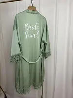 AlterEgo A164 Bride Squad Robes Satin Silk Bride Dressing Gown Maid of Honor Kimono Wedding Party Bridesmaid Gift Honeymoon Robe - Image 6