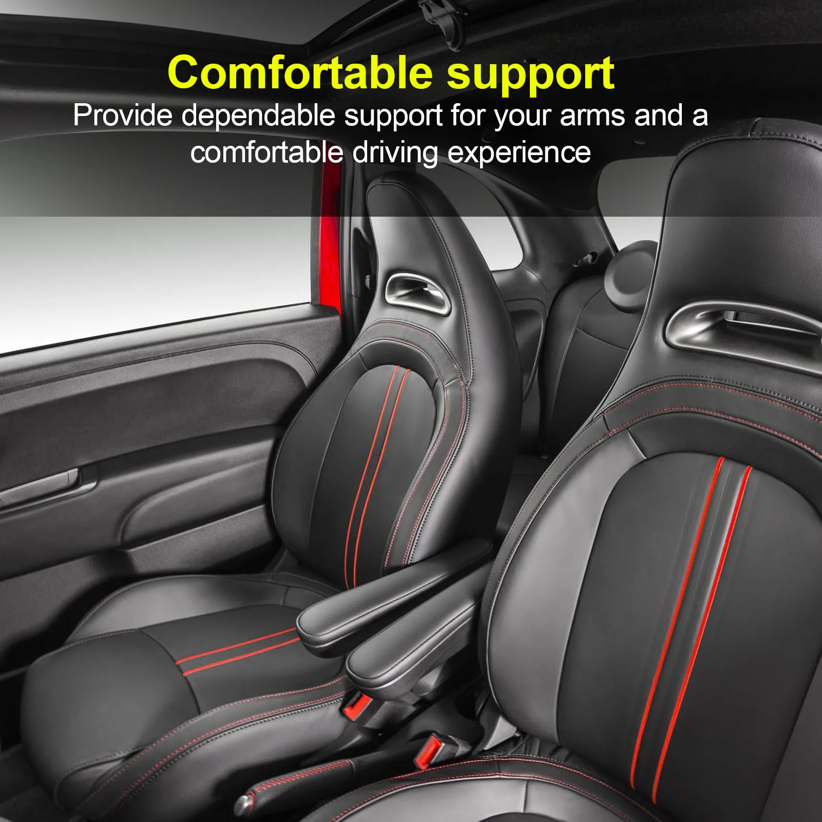 Front Left Seat Armrest Front Seat Armrests Stable Support Heatproof Enduring Abrasion Proof 6BV31KRLAA Adjustable for Vehicle
