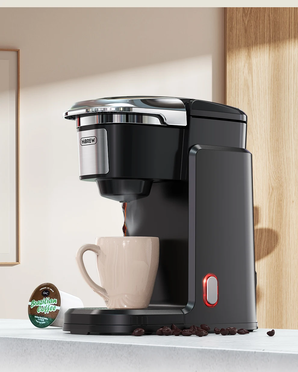 Description Picture 6 of itemHiBREW Filter Coffee Machine Brewer for K-Cup Capsule& Ground Coffee, Tea Maker Hot Water Dispenser Single Serve Coffee Maker