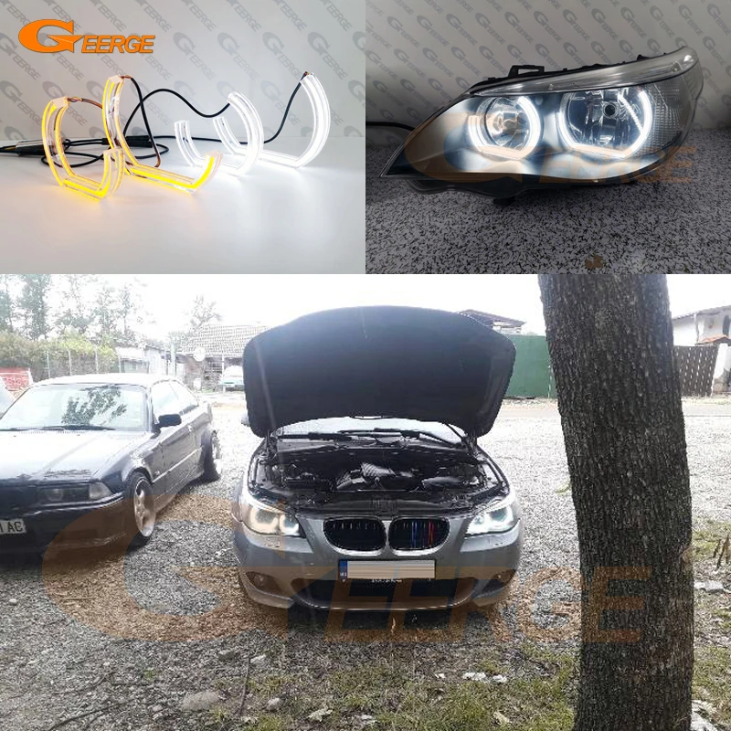BMW E60 E61 M5 프리 LCI 2003 2004 2005 2006 2007 울트라 브라이트 DRL 방향지시등 DTM M4 스타일 LED 엔젤 아이 키트 헤일로 링