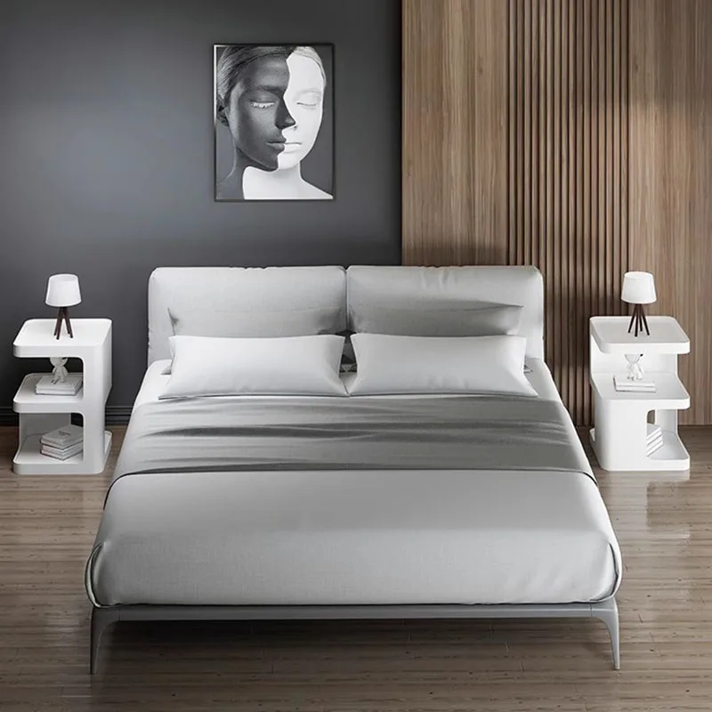 Simple Metal Night Table White Aesthetic Trendy Minimalist Bedside Table Space Saving Kawaii Mesita De Noche Home Furniture