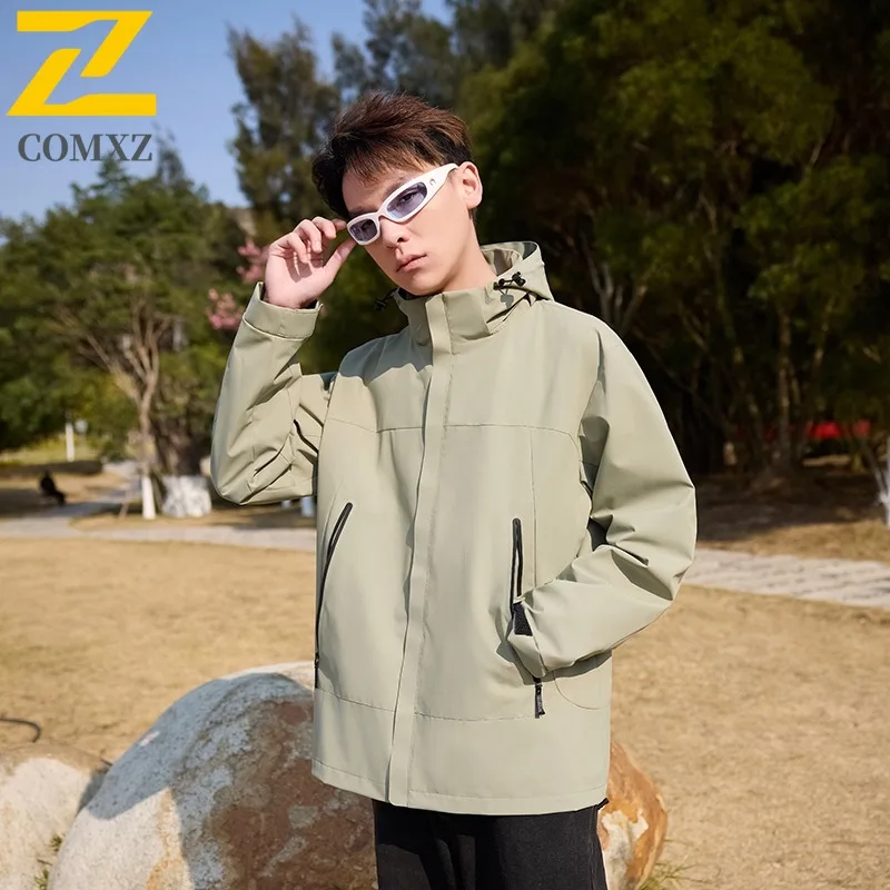 COMXZ Urban Versatile Men Jacket Lightweight Hiking Travel Windproof Motorcycle Jacket Street Style Comfortable Autumn Clothing