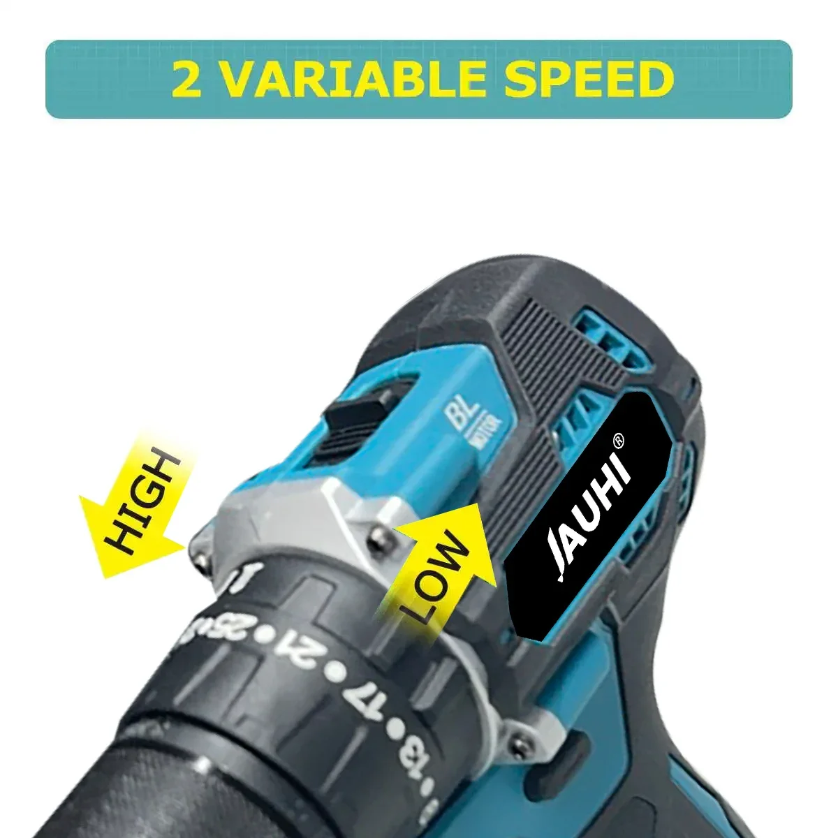 JAUHI 13mm High-Power Brushless Electric Impact Drill with Dual Speed and Adjustable Torque