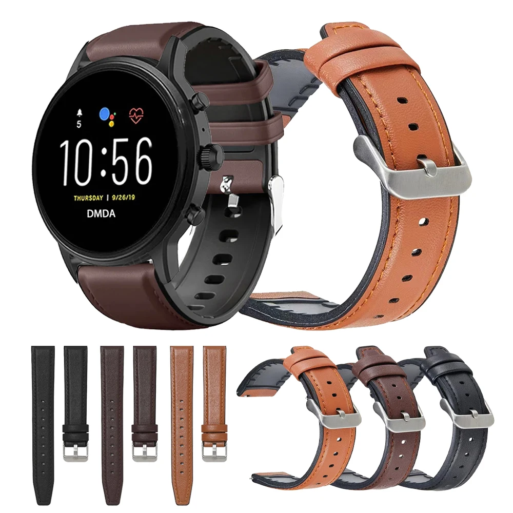 Premium 22mm Leather-Silicone Hybrid Watch Strap