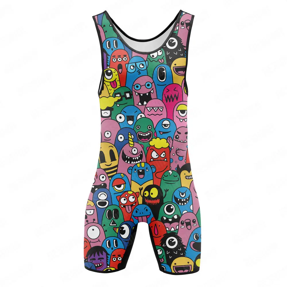 New Men's Wrestling Singlet Suit Triathlon Undershirt Leotard One Piece Sleeveless Sports Fitness Bodysuit Male Singlet Jumpsuit