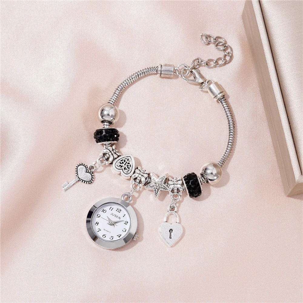Fashion personality beads bracelet Love Key Pendant Women's bracelet watch 5