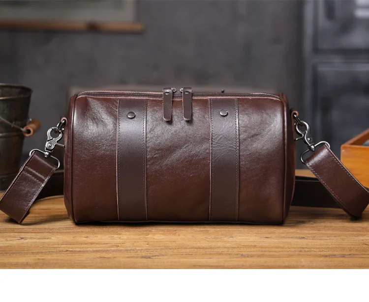 PNDME lässige, hochwertige erste Schicht Rindsleder Herren schwarze Umhängetasche Designer handgefertigte Reise-Umhängetasche aus echtem Leder – Detail 26