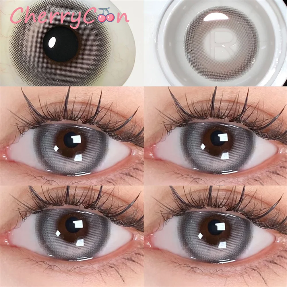 

CherryCon Fiji Gray Contact Lenses Big Beauty Pupil Yearly Colored Soft For Eyes Contact Lens Myopia Prescription Degrees
