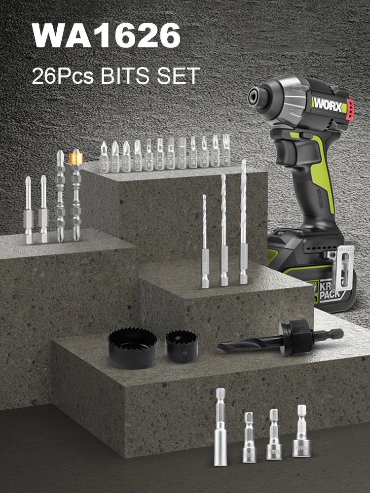 WORX Power Tool Accessory Kit 26Pcs Electric Drill Accessory