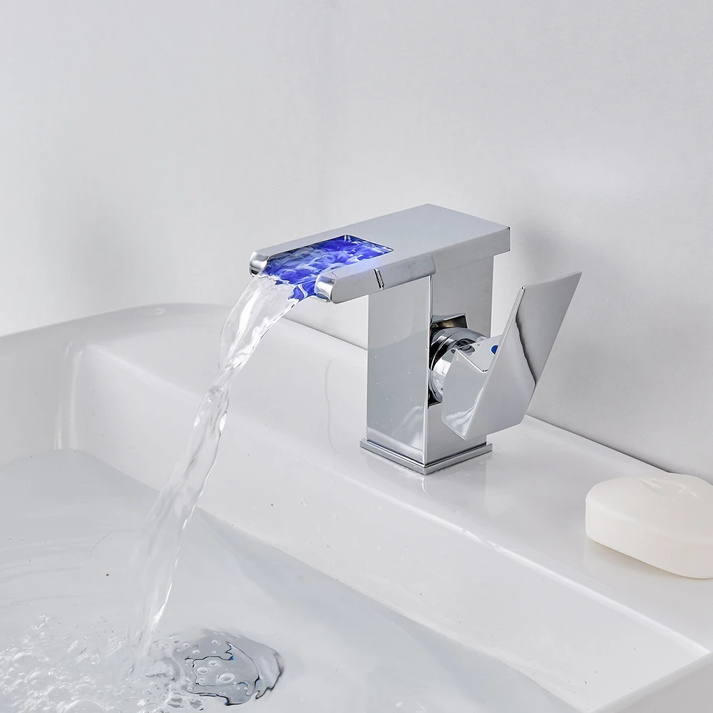 Luxury LED Black Basin Faucet Tall And Short Tap Bathroom Single Handle Cold and Hot Water Flow Produces Electricity basin faucet,bathroom faucet