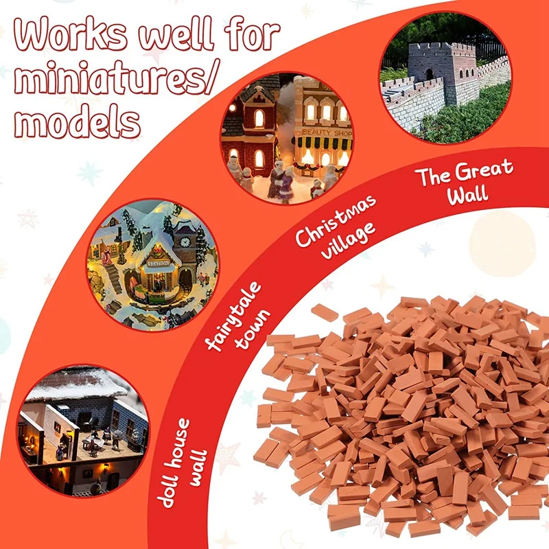 200 Pieces Mini Bricks For Landscaping Miniature Bricks Brick Wall Small Bricks For Dollhouse Garden Parts,1/35 Scal