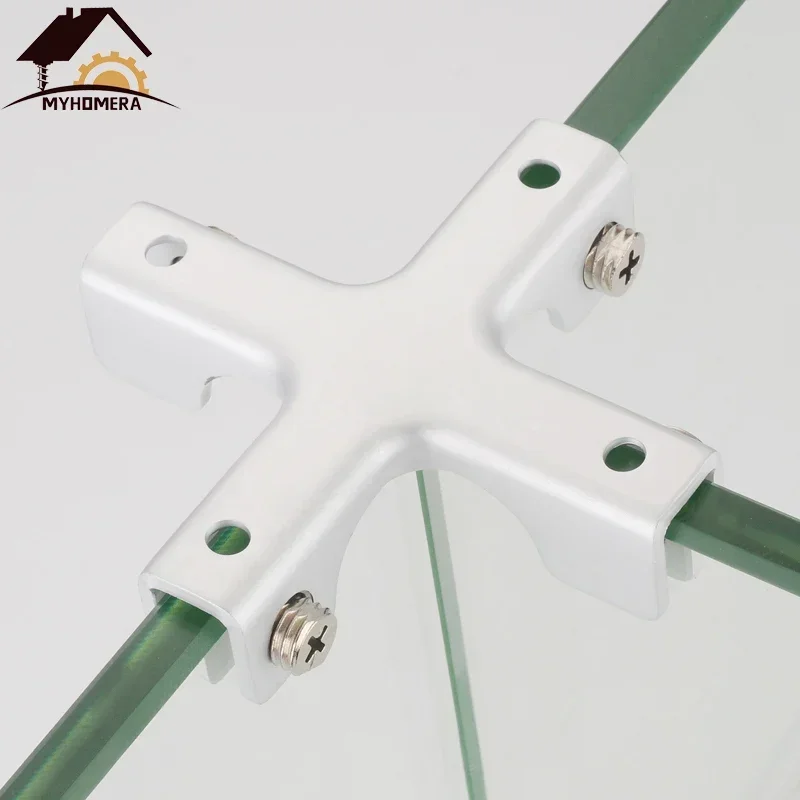 Glass Shelf Clamp Holder Glass Fasteners Shelf Support Brackets 2 Pieces Glass Clamps Shelves Holder 2-4 Ways For 6mm 8mm 10mm 12mm Thickness Glass Clips Corner Bracket Clamp Showcase Aluminum