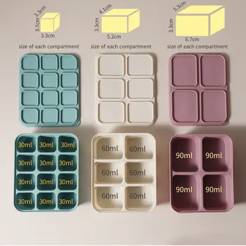 Bac à glaçons pour bébé en silicone avec couvercles, moules à glace flexibles pour boissons, moule de stockage d'aliments pour bébé, sans BPA