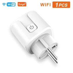 20A Tuya WiFi EU/FR Smart Plug 220V Power Monitor Wireless Socket Remote Water Heater Control For Google Home Alexa