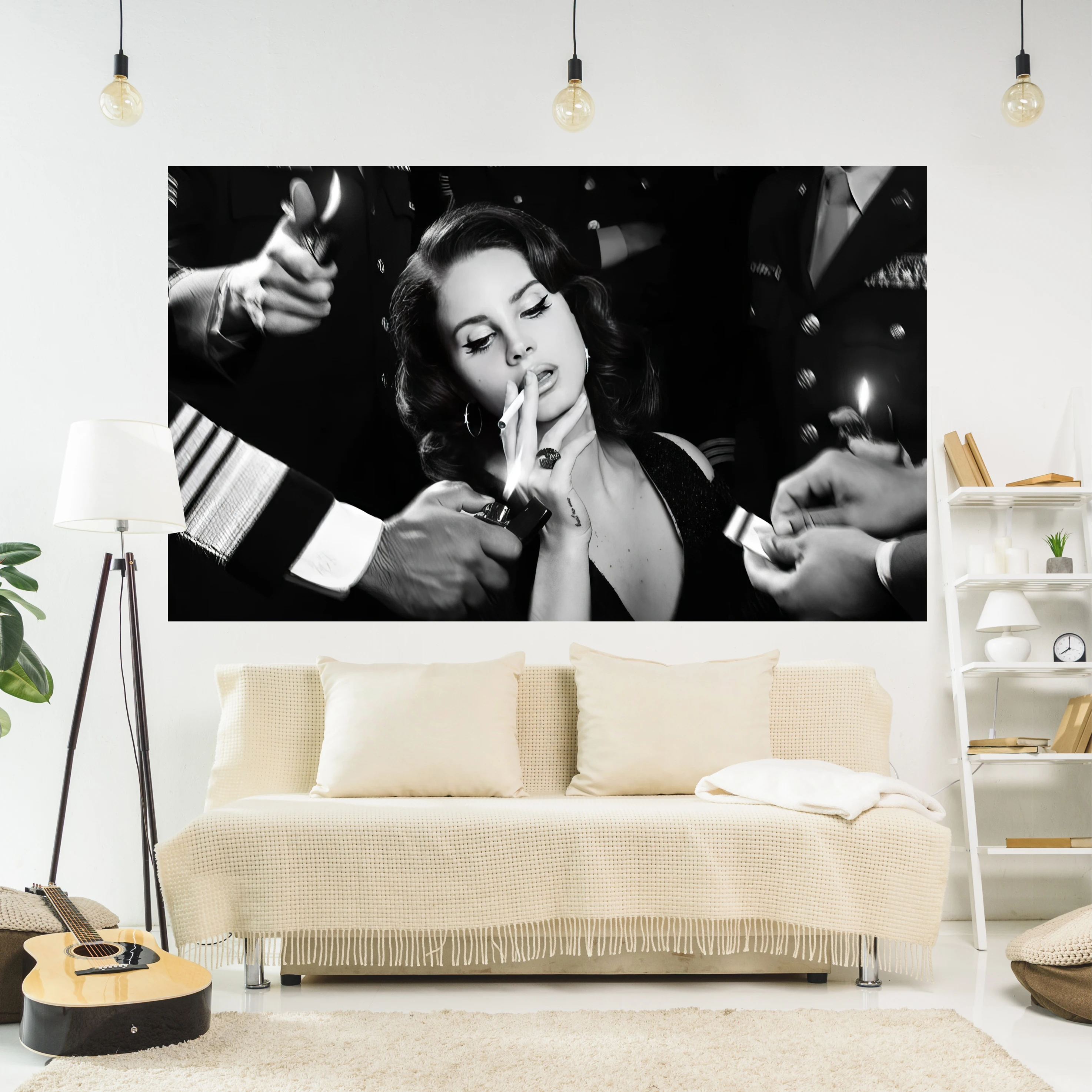 Lana Del Rey Poster Tapestry Wall Decor Hippie Rapper Smoking Printed Art Aesthetic Bedroom Or Home For Decoration