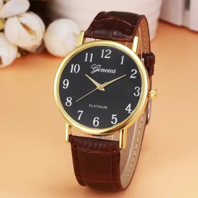 

NO.2 Geneva Women Watches TOP Brand Leather Dress Design Analog Alloy Quartz Wrist Watch Female Clock relogio feminino reloj