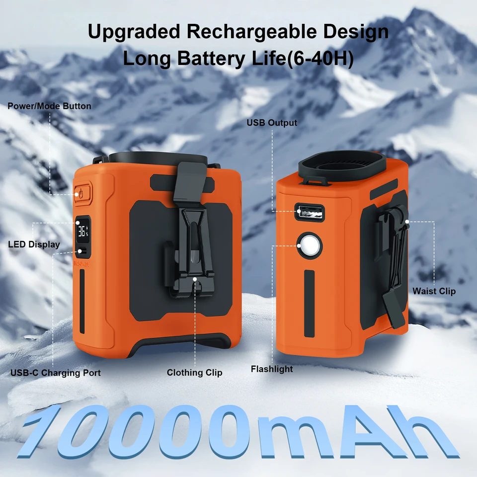 AI Energy Saving 40 Hour Runtime Fan Grelife 2025 AI – Rechargeable 5-Speed Clip Fan With LED Display | 10000mAh, 40H Runtime, 33ft/s Wind Portable Waist Fan