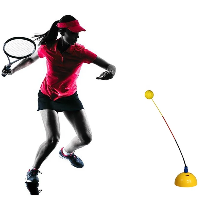 CW_ Durable Self-study Practice Tennis Trainer Base Rebound Ball Training Tool N 