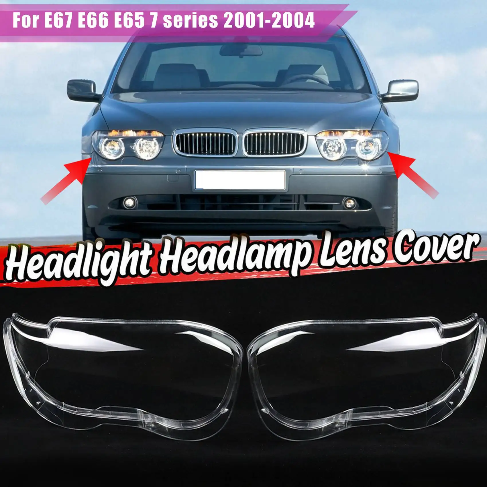 

RH Right Side Car Headlight Lens Cover Headlamp Shade Shell Glass Cover for -BMW E67 E66 E65 7 Series 2001-2004