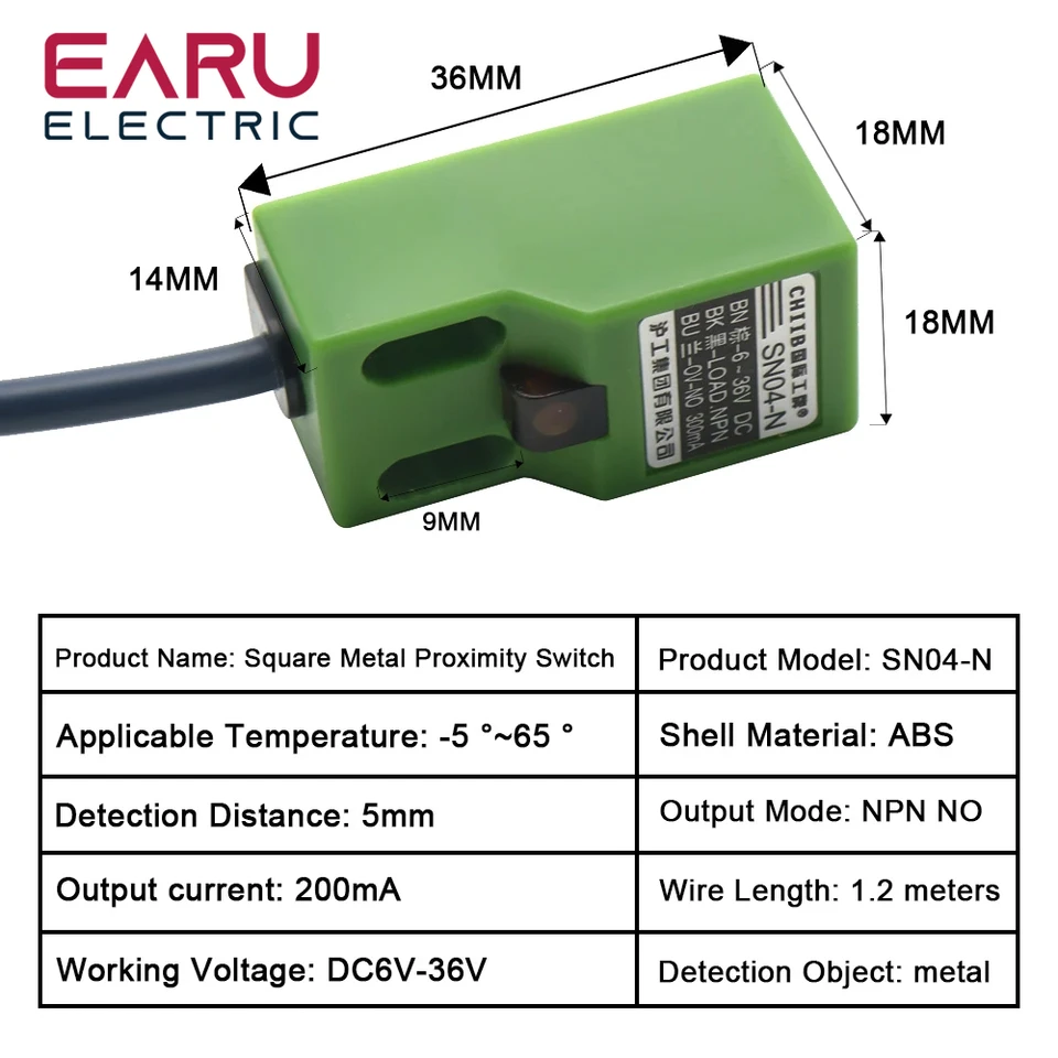 Sensore Di Prossimità Induttivo NPN 4mm - SN04-N, DC 10-30V, 3 Fili