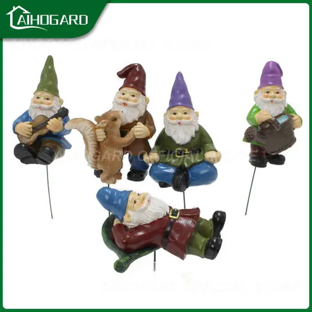 5Db Tündérkert Törpék Mini Törpe Máglya Miniatűr Díszek Gyanta Növényi Kerti Táj Ablak Dekoráció