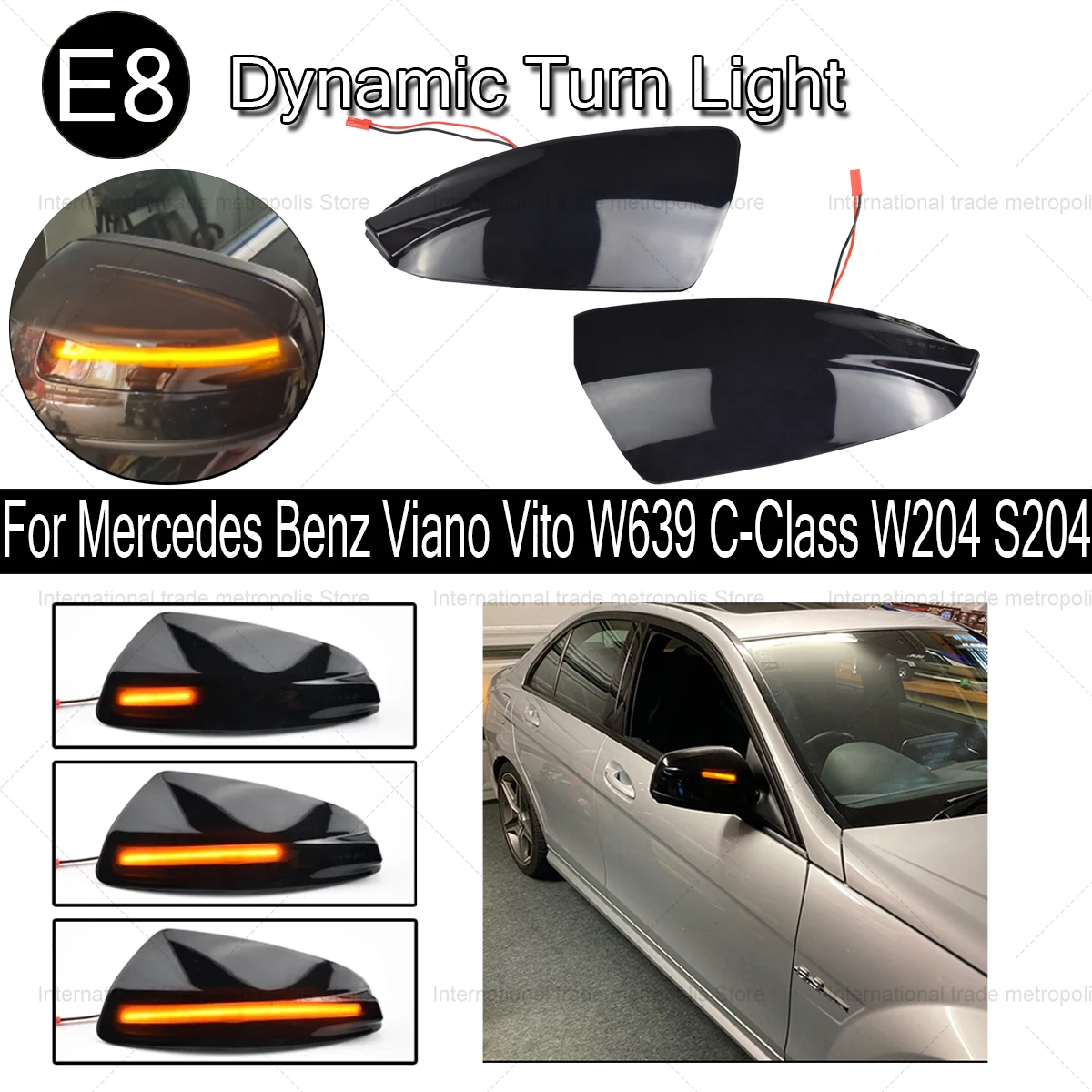 

Dynamic Blinker Turn Signal LED For Mercedes Benz VIANO W639 VITO Bus M-Class W164 C-CLASS T-Model S204 arrow light Saloon W204