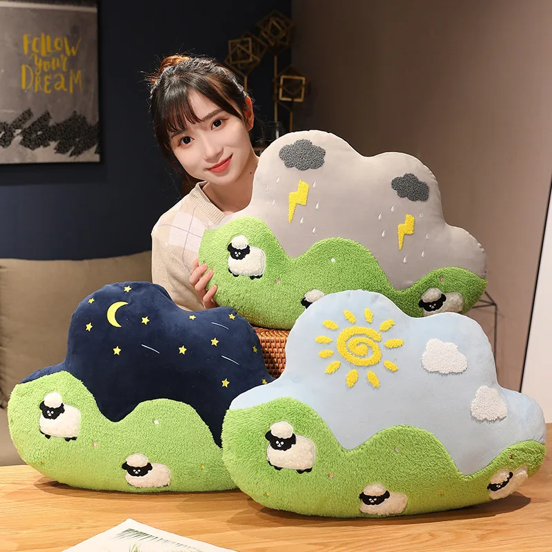 New Kawaii Starry Grassland Sheep Plush Pillow Toys Soft Stuffed Hug Pillows Cushion Plush Pillow for Kids Girls Home Decor