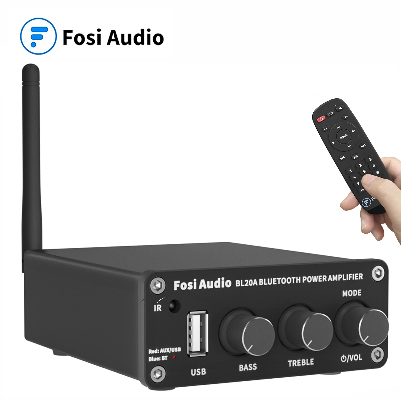 (Audio Bl20A Bluetooth Power Amp 100W Hifi Audio Classe D Amp Bassi Alti Con U-Disk Tpa3116 Telecomando Amplificatore Audio