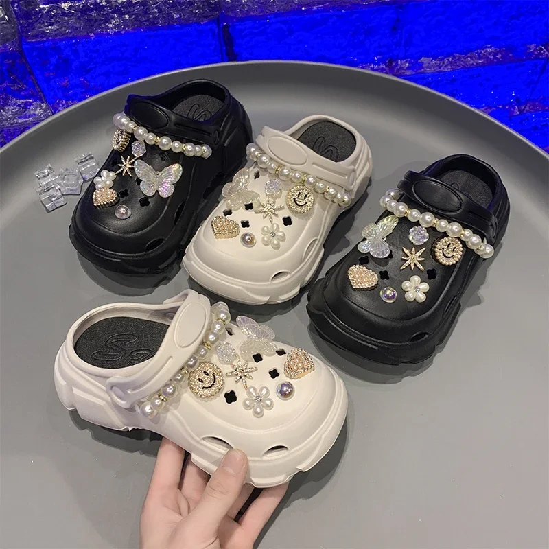 2025 Children Casual Slippers for Girl Summer New Fashion Korean Style Soft Sole Non-slip Versatile Cut-outs Princess Beach Shoe