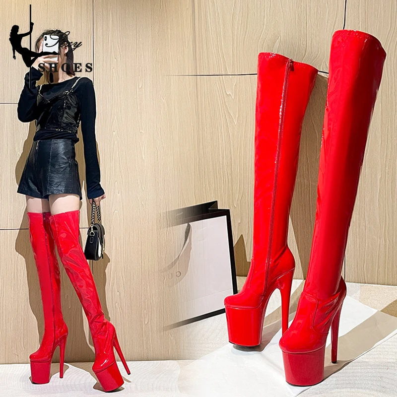 Fashion Show 20cm Thin High Heels Over the Knee Boots Women Platform Ladies Wedding Party Shoes Thigh High Boots Catwalk Shoes