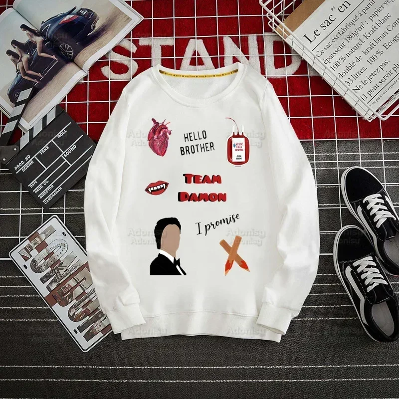 

Damon Salvatore Ian Somerhalder Fleece Sweatshirts Harajuku The Vampire Diaries Top Autumn Spring O Neck Pullover Hoody Mens