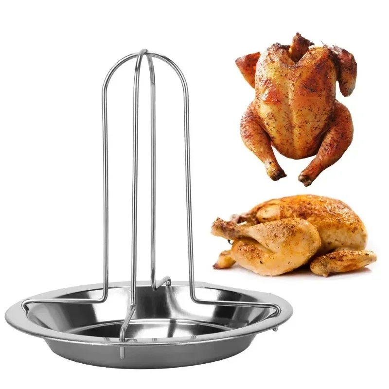 Roasting Grill Stand Chicken Roaster Rack Kitchen Outdoor BBQ Tools Carbon Steel Non-stick Grilled Chicken Plate Kitchen Gadgets