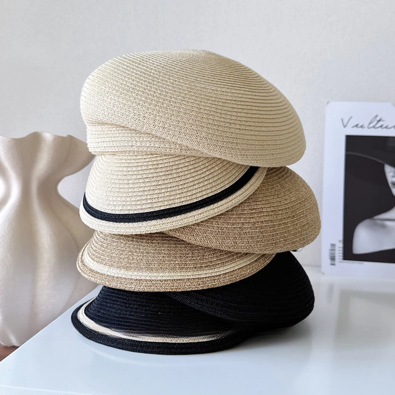 Women Summer Sloping Brim Visor Cap Retro casual Cabbie Beret Girls Beach Paperboy Cap