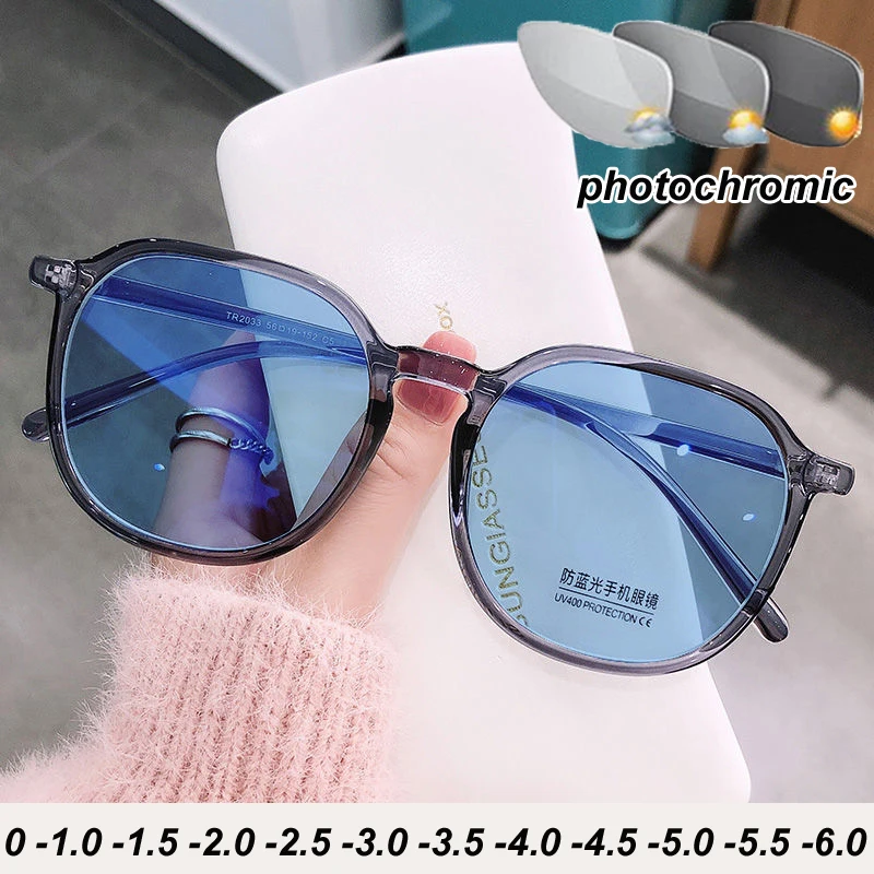 

Фотохромные очки унисекс для мужчин и женщин, аксессуар для близорукости, в круглой оправе, с диоптриями